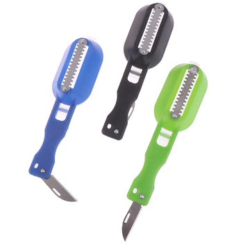 2 In 1 Plastic Fishing Scale Brush Built-In Fish Cutter Fish Skin Brush Fish Scaler Remover Fish Knife Cleaning Scraper